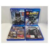 LOT OF 4 PS4 GAMES - BATMAN ARKHAM VR, LEGO BATMAN