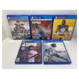 LOT OF 5 ASSORTED PS4 SPORTS GAMES - NASCAR HEAT