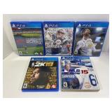 LOT OF 5 ASSORTED PS4 SPORTS GAMES - THE GOLF