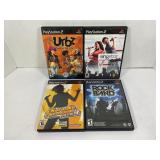 LOT OF 4 PS2 GAMES - ROCKBAND, THE URBZ SIMS IN