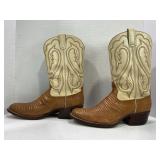 TWO TONE LEATHER COWBOY BOOTS WITH CAT'S PAW HEELS