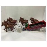 VINTAGE CAST IRON BUDWEISER CLYDESDALE HORSE AND