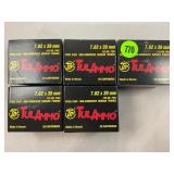 100 ROUNDS OF TULA 7.62 X 39 AMMUNITION - 5 BOXES