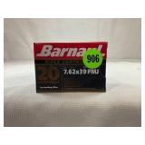 20 ROUNDS OF BARNAUL 7.62 X 39 FULL METAL JACKET