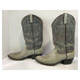PAIR OF DAN POST GRAY PYTHON LEATHER COWBOY BOOTS