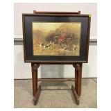 LOT OF 3 VINTAGE WOODEN TV TRAYS WITH FOX HUNT
