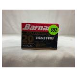 20 ROUNDS OF BARNAUL 7.62 X 39 FULL METAL JACKET