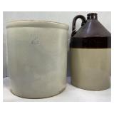 2 GALLON STONEWARE CROCK AND GALLON STONEWARE