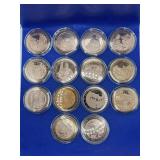 LOT OF 14 FRANKLIN MINT SOLID BRONZE MEDALLIONS