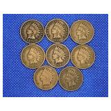 LOT OF 8 ASSORTED DATE INDIAN HEAD CENTS
