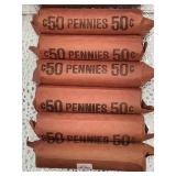 6 ROLLS OF UNRESEARCHED LONCOLN CENTS