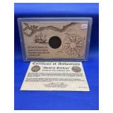 1808 'ADMIRAL GARDNER' SHIPWRECK COIN WITH COA