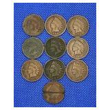 LOT OF 10 ASSORTED DATE INDIAN HEAD CENTS