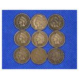 LOT OF 9 ASSORTED DATE INDIAN HEAD CENTS