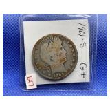 1901-S BARBER HALF DOLLAR GOOD+