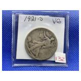 1921-S WALKING LIBERTY HALF DOLLAR VG