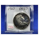 1963 FRANKLIN HALF DOLLAR PROOF 63