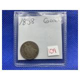 1858 SEATED DIME GOOD