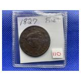 1827 LARGE CENT FINE+
