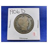 1906-D BARBER HALF DOLLAR