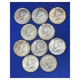 LOT OF 10 - 1965-1968 KENNEDY HALF DOLLARS