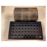 MINI METAL TREASURE CHEST W/ ASSORTED COIN HOLDERS