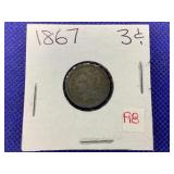 1867 THREE CENT NICKEL