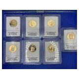 LOT OF 7 PRESIDENTIAL PURE 24KT GOLD ENRICHED $1