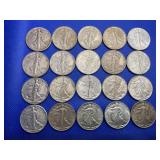 LOT OF 20 WALKING LIBERTY HALF DOLLARS FROM THE