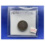 1890 SEATED DIME FINE