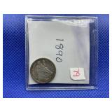 1890 SEATED DIME