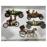 LOT OF HONCO PLASTIC HORSE AND BUGGY CAR AND A CAR