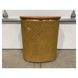 MID CENTURY MODERN METAL EMBOSSED CLOTHES HAMPER