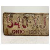 1937 OHIO PAIR OF MATCHING LICENSE PLATES