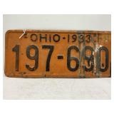 1933 OHIO PAIR OF MATCHING LICENSE PLATES