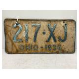 1936 OHIO PAIR OF MATCHING LICENSE PLATES