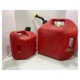 2 PLASTIC GAS CANS; ONE 5 GALLON AND A 2 GALLON