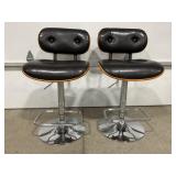 LOT OF 2 SWIVEL ADJUSTABLE HEIGHT CHROME LEG BAR