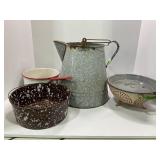 LARGE LOT OF ASSORTED ENAMELWARE COWBOY COFFEE