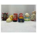 LARGE LOT OF CHILDRENS COIN BANKS.