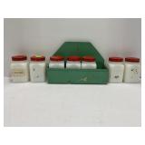 7 VINTAGE HAZEL ATLAS MILK GLASS SPICE JARS WITH