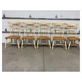 LOT OF 5 WOOD HIGH BACK KITCHEN TABLE CHAIRS