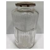 VINTAGE HOOSIER RIBBED GLASS SPICE JAR  WITH