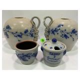 PAIR OF HELEN BERG POTTERY ? CANDLE HOLDERS WITH