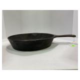 CAST IRON SKILLET WITH HAND PAINTED COVERED BRIDGE