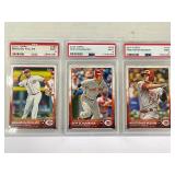 196.  Lot of (3) PSA Graded CIncinnati Reds Philli