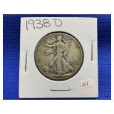 1938-D WALKING LIBERTY HALF DOLLAR