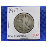 1917-S WALKING LIBERTY HALF DOLLAR - ON OBVERSE