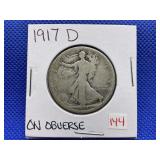 1917-D WALKING LIBERTY HALF DOLLAR - ON OBVERSE