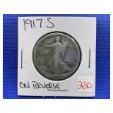 1917-S WALKING LIBERTY HALF DOLLAR - ON REVERSE
